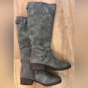 Grey Knee High Boots by Sugar